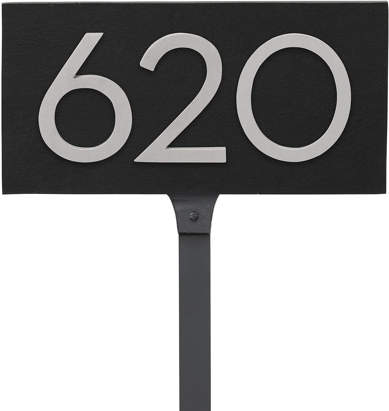 Placa de dirección horizontal flotante moderna de 4 pulgadas con estaca de césped, letrero de dirección montado, letrero de números de casa,