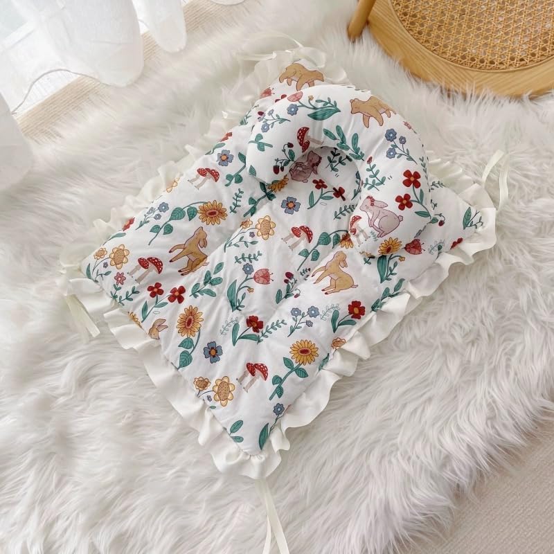 Tapete de cama floral para perro, tapete de felpa para perrera, cálido para invierno, tapete para dormir para gatos, cama antideslizante para
