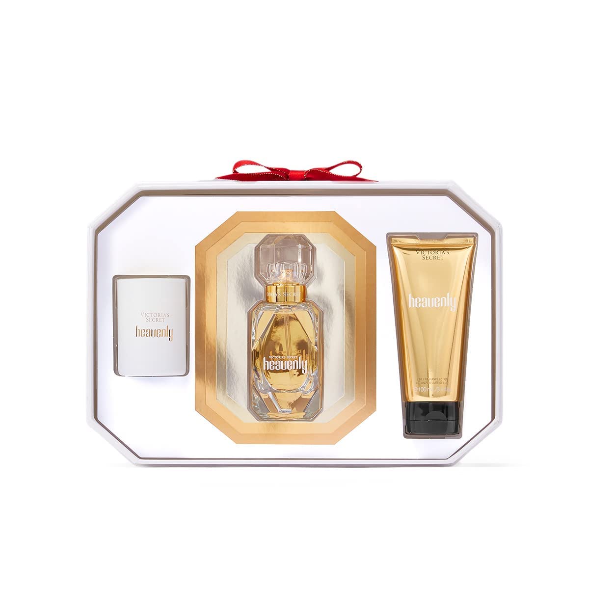 Victoria’s Secret Heavenly – Set de regalo de fragancia de lujo de 3 piezas 1.7 oz. Eau de Parfum, loción de viaje y vela