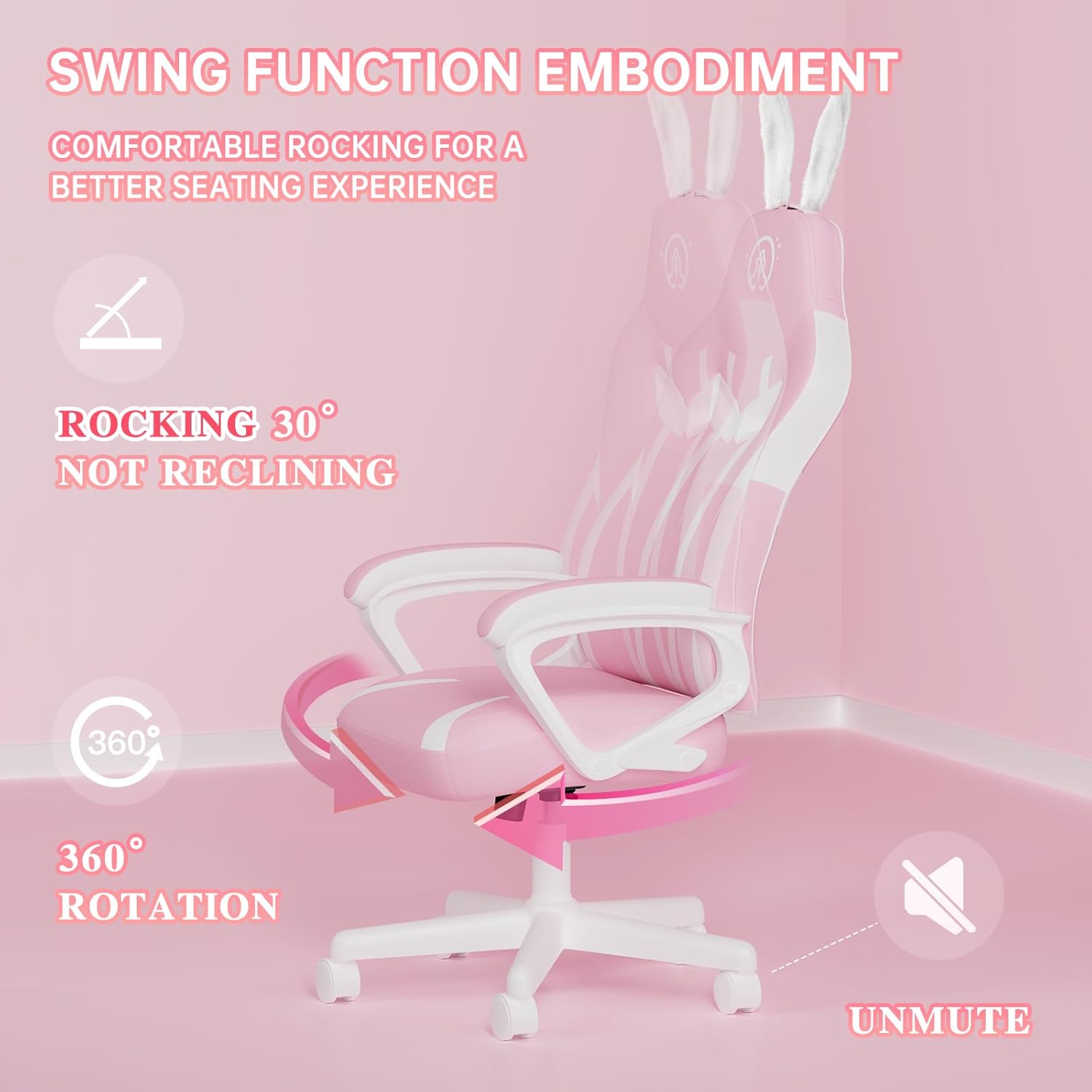 ZHISHANG Silla de juegos rosa para niñas, silla de jugador Kawaii para adolescentes, adultos, mujeres, silla de computadora ergonómica con soporte