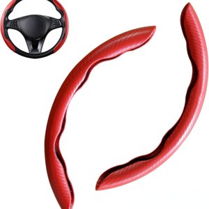 Funda para volante, funda de fibra de carbono para volante de automóvil, cubierta roja para volante. Agarre antideslizante, cómodo, duradero y fácil Funda para volante, funda de fibra de carbono para volante de automóvil, cubierta roja para volante. Agarre antideslizante, cómodo, duradero y fácil