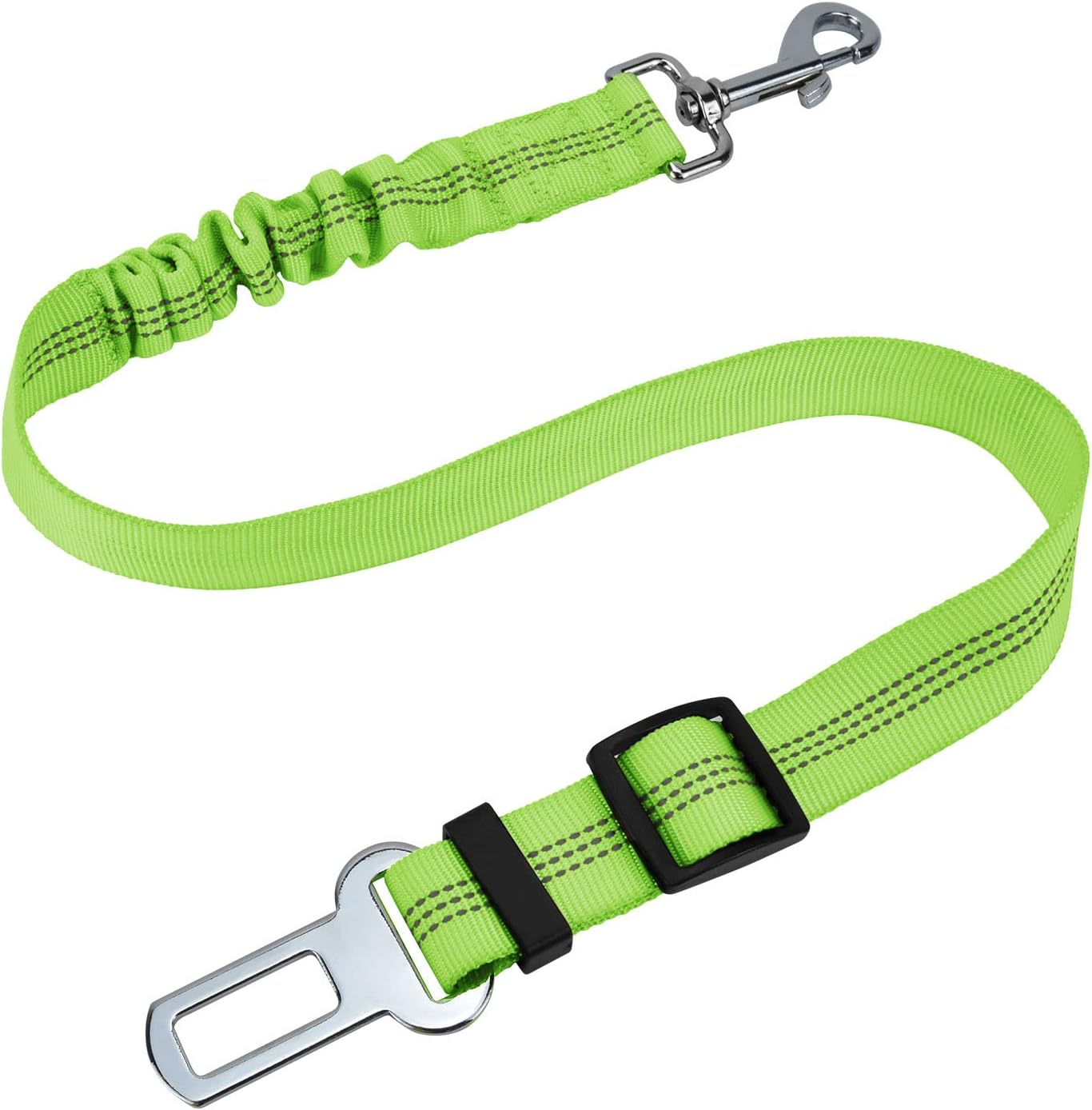 Cinturón de seguridad para perros, cinturón para perros con amortiguador elástico elástico, arnés de seguridad ajustable para perro (verde)