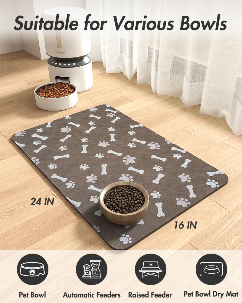 Tapete de alimentación para mascotas, tapete absorbente de comida para perros, tapete para alimentos y agua, sin manchas, de secado rápido,