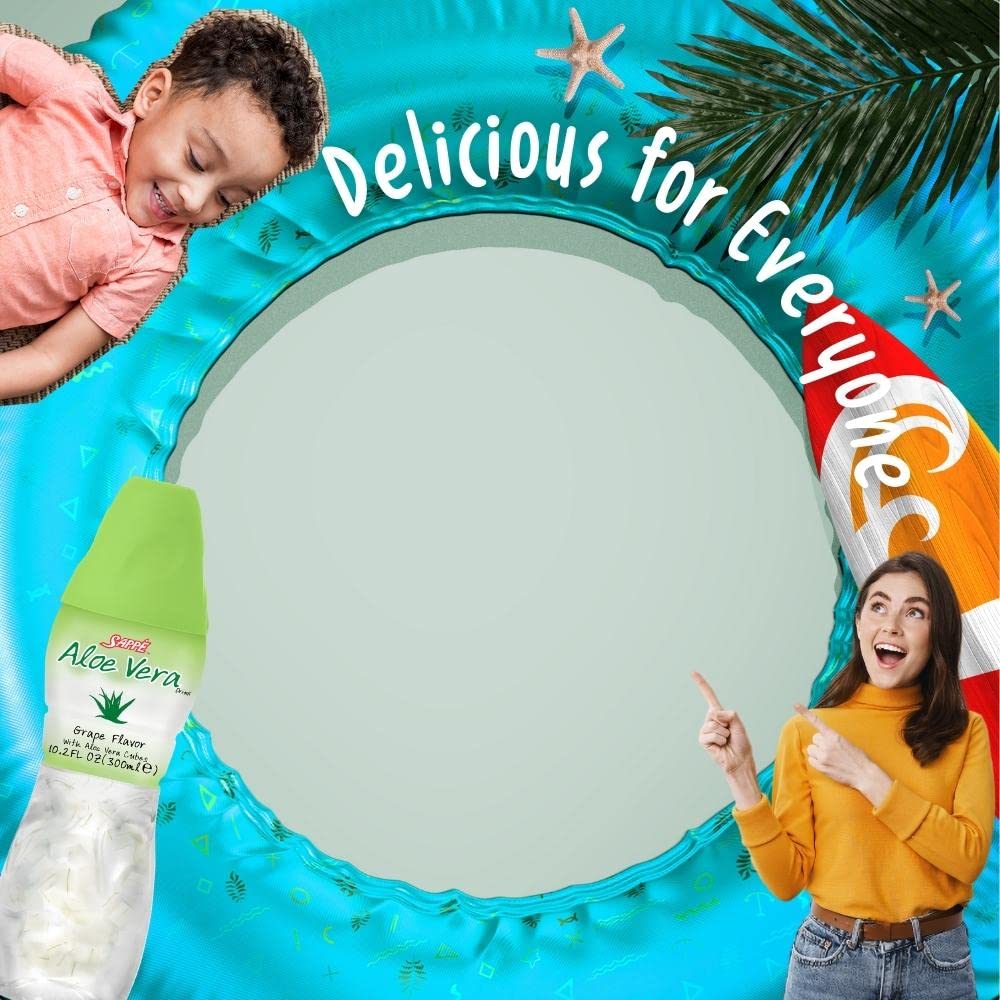 Jugo de aloe vera (sabor a uva) Bebida de aloe vera con pulpa de aloe pura (6 paquetes) Jugo a base de plantas ideal para hidratación y contiene