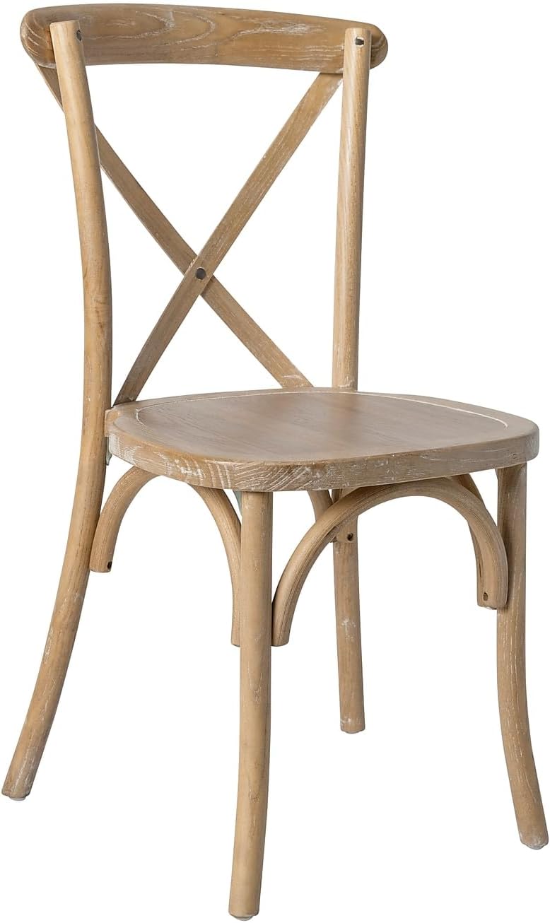 Flash Furniture Advantage Natural – Silla con respaldo en X de grano blanco