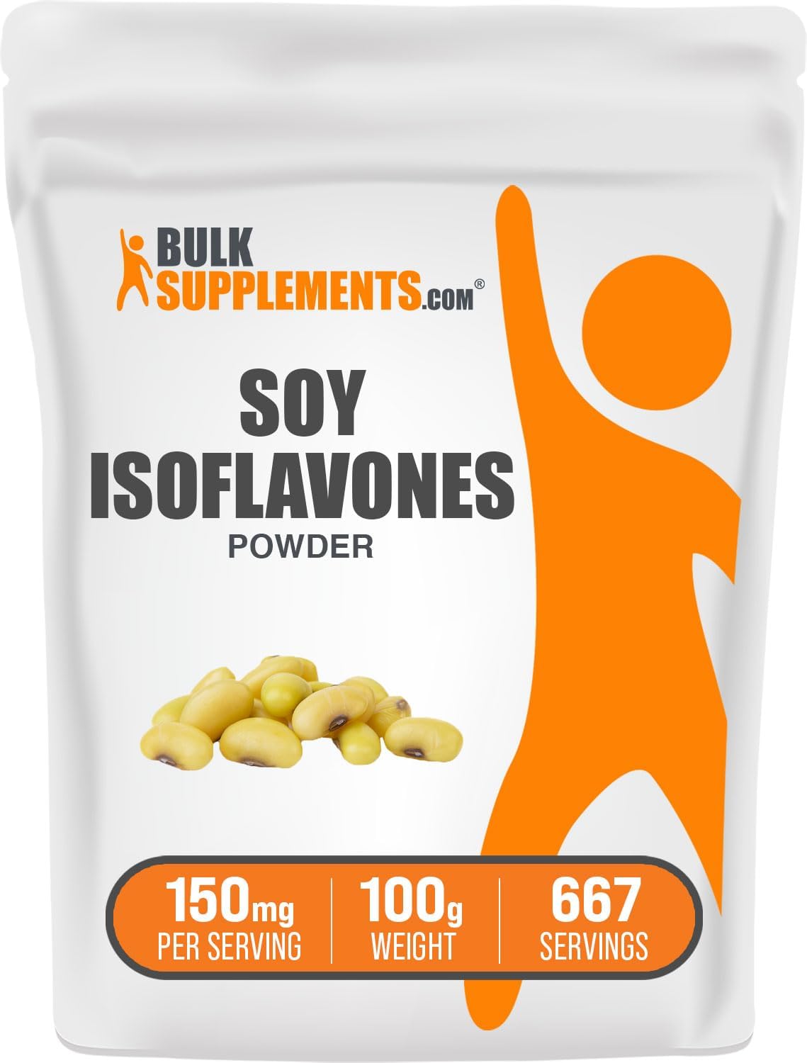 BULKSUPPLEMENTS.COM Polvo de isoflavonas de soja, isoflavonas de soja de 150 mg, suplemento de isoflavonas para mujeres, para apoyo óseo, puro y sin