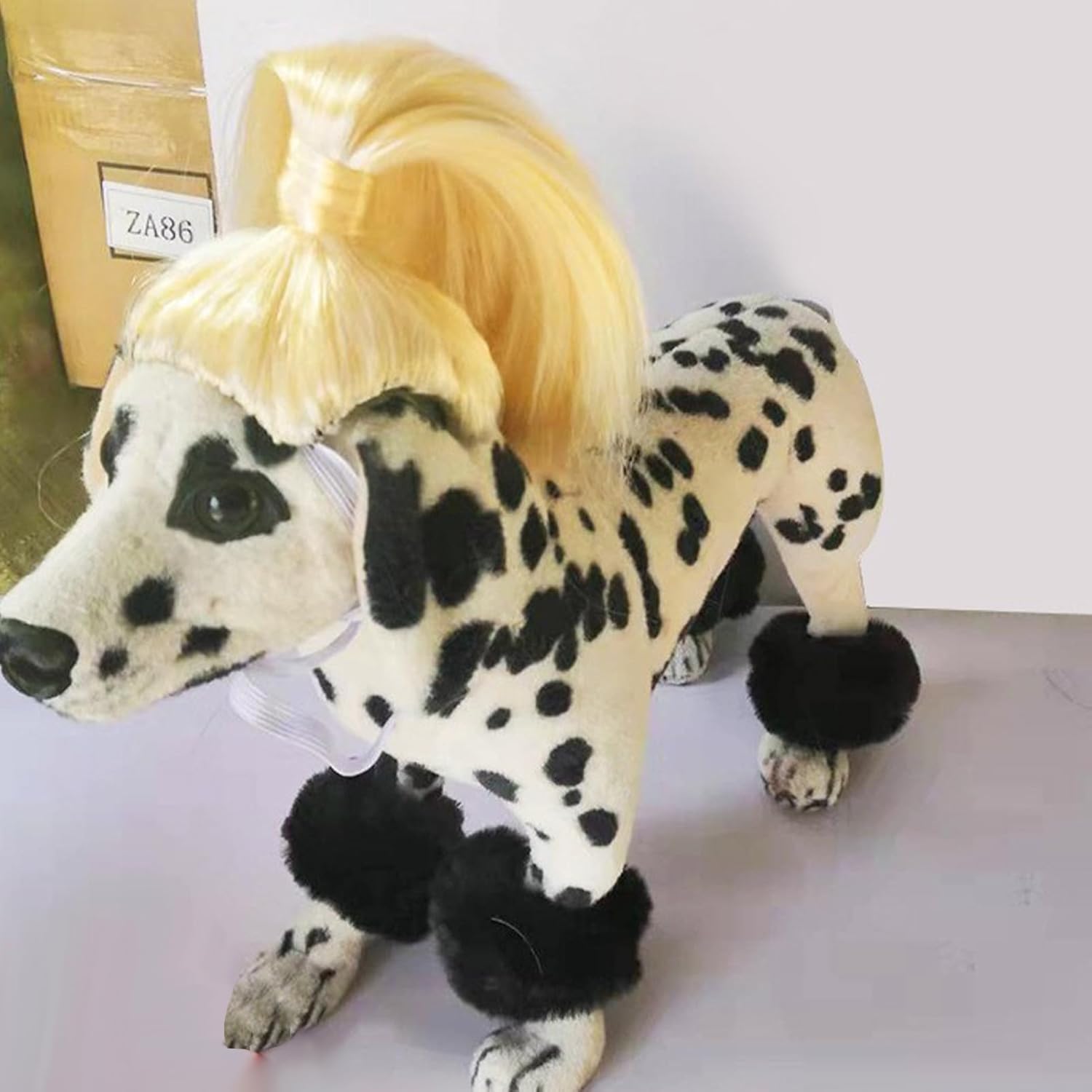 MANMAOHE Peluca rubia para mascotas, bonita peluca para mascotas con bandas elásticas ajustables, divertida peluca de cosplay para perros, gatos,