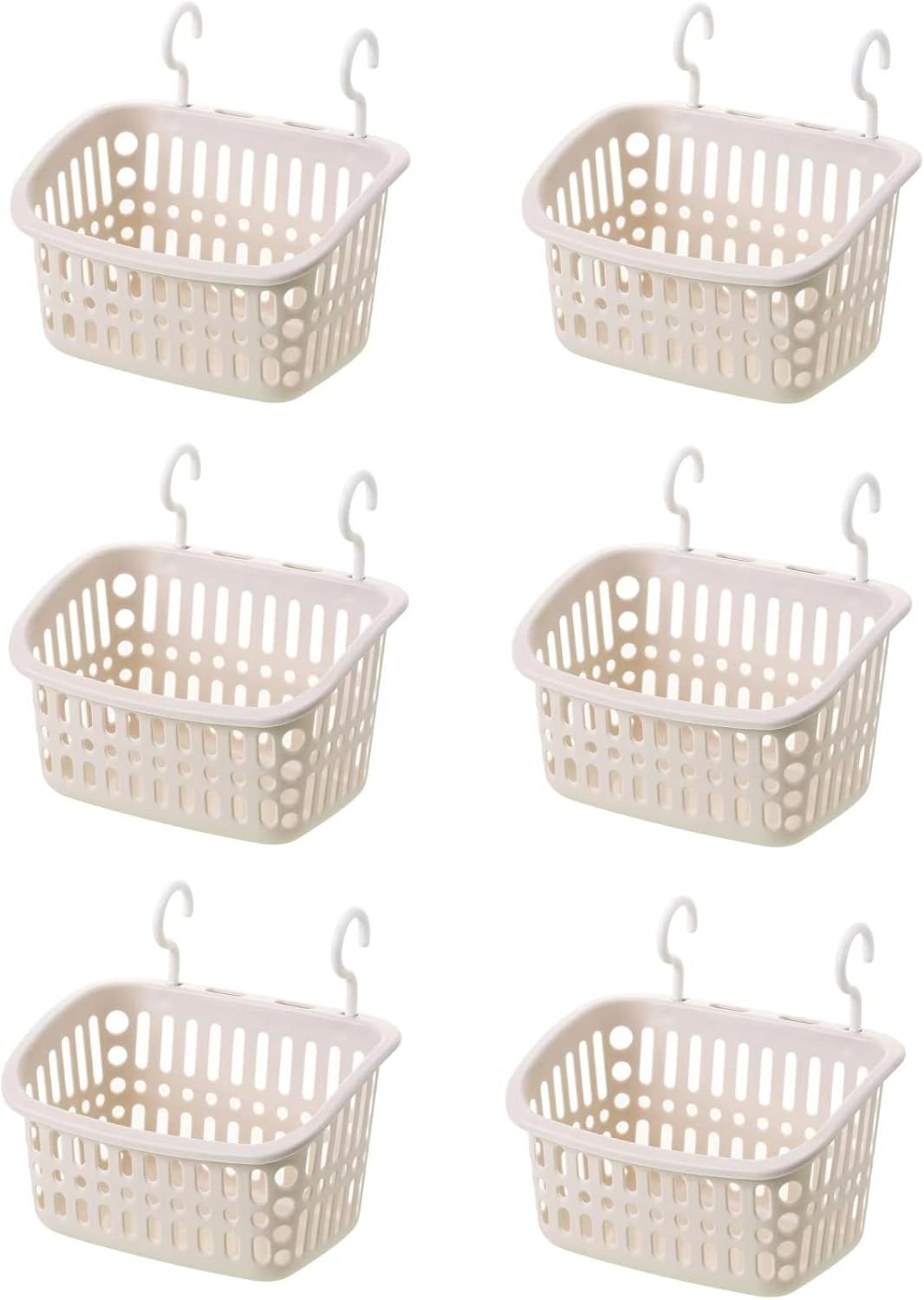 Jecvxor Cesta de almacenamiento de plástico colgante para baño, cocina, 10.8 x 8.07 x 6.7 pulgadas (beige)