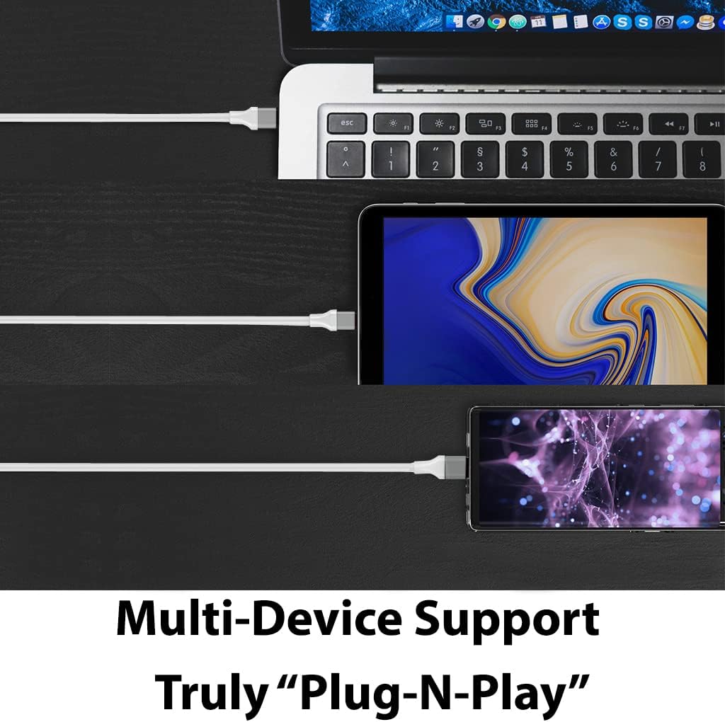 Cable HDMI USB-CPD 4K compatible con Nothing Ear 1 con cable completo de 2160 p30 Hz, 6 pies6.6ft blanco, compatible con Thunderbolt 3