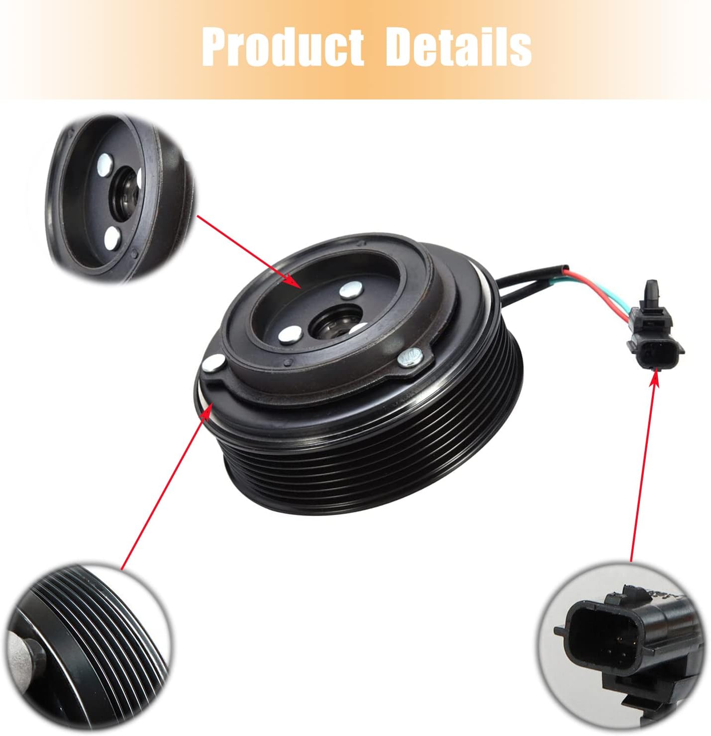 Kit de ensamblaje de embrague del compresor del AC, bobina de rodamiento de polea de placa 92600JA10B, repuesto para motor Nissan Maxima 2008-2014