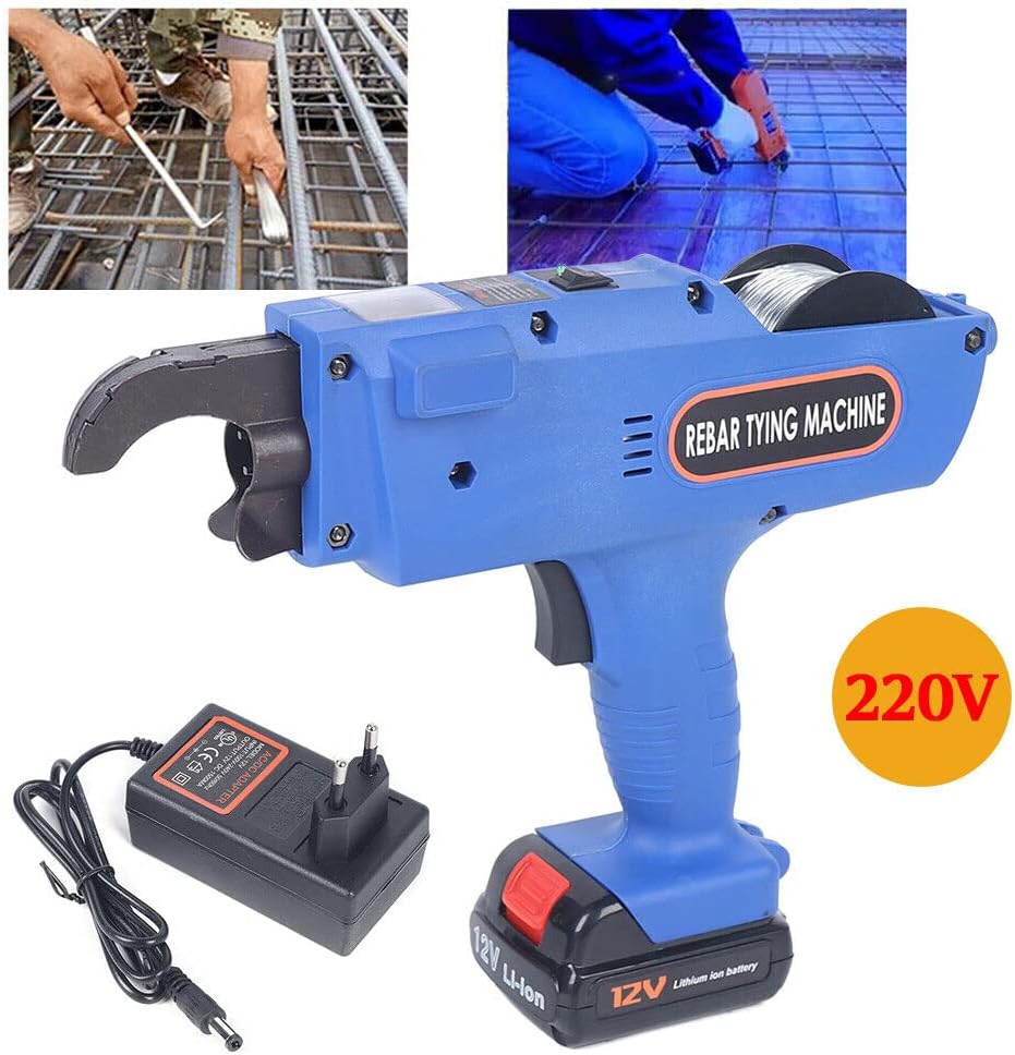 RustyVioum Pistola de amarre automática de barras de refuerzo de 0.315-1.339 in, computadora eléctrica con 2 baterías, herramienta automática de