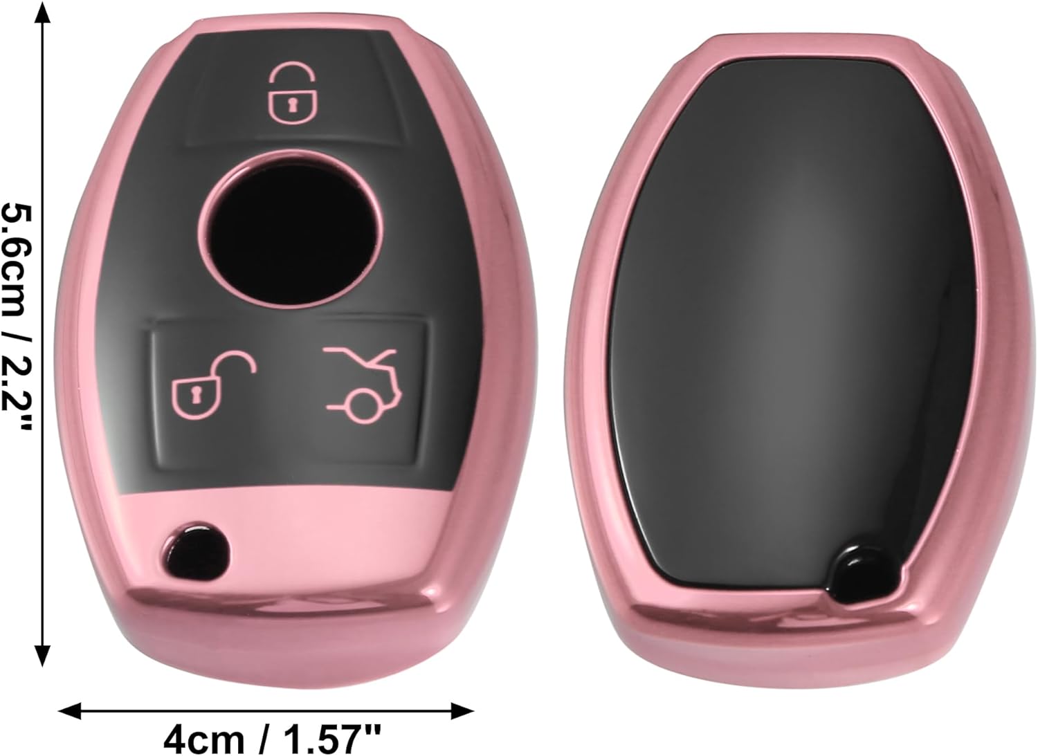 X AUTOHAUX Funda para llavero de automóvil con 3 botones y llavero rosa para Mercedes Benz C E S M CLS CLK G