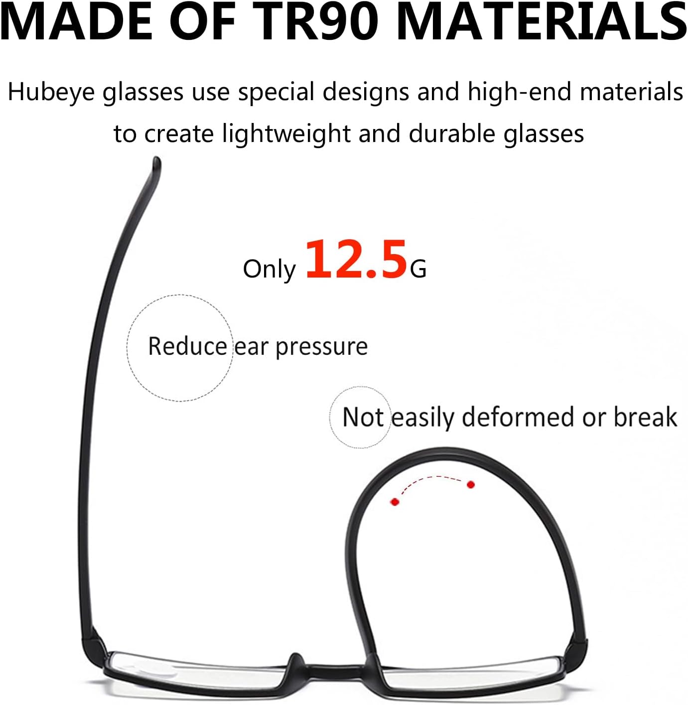 Hubeye Paquete de 5 lentes de lectura TR90 ligeros para hombres y mujeres, bloqueo de luz azul, lectores de computadora, 1.00