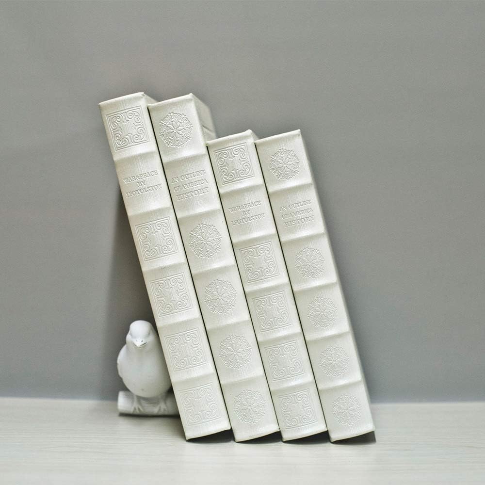 YD SZ YADOO Libros decorativos con cajas blancas de piel sintética para decoración de mesa auxiliar y decoración de estantes, cajas de