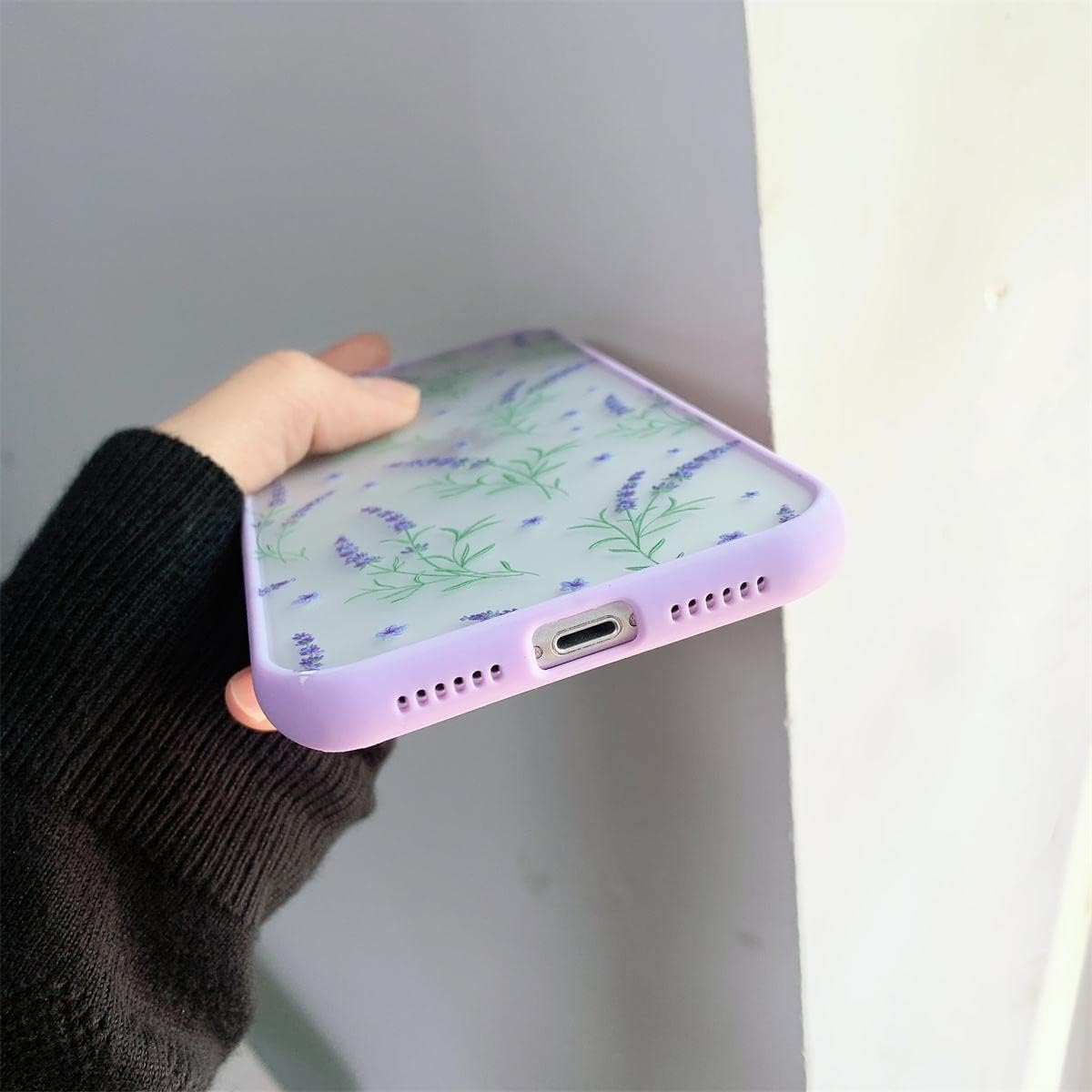 Ownest Funda compatible con iPhone 11 para iPhone 11 con diseño de flores, transparente esmerilado, parte trasera de policarbonato floral, para