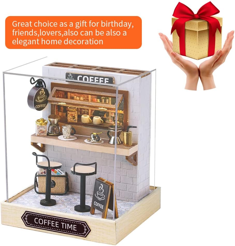 Mini casa de muñecas de madera a escala 124, a prueba de polvo, kit de casa de muñecas en miniatura con muebles para niños, adolescentes y adultos