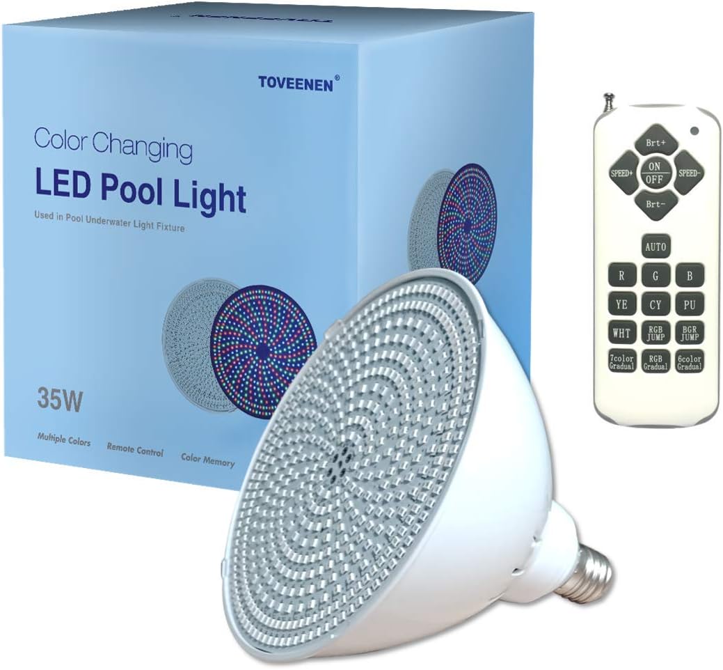Lámpara LED que cambia de color, 35 vatios, reemplaza a focos incandescentes de 500 vatios en luces de albercas y spa, control remoto, show de 14