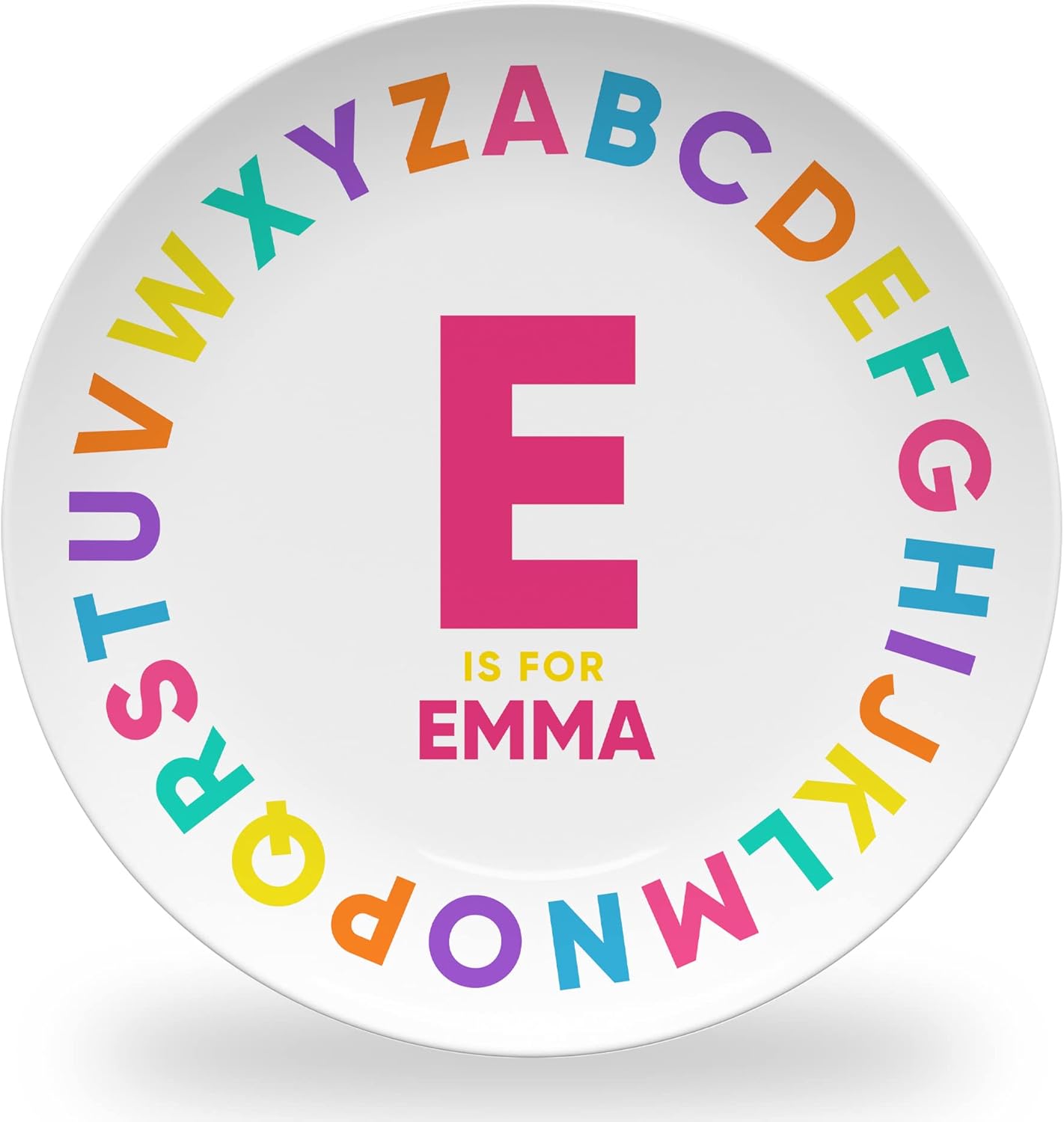 Tiny Expressions – Placa personalizada del alfabeto con nombre personalizado y diseño colorido ABC  Sin BPA  Apta para lavavajillas