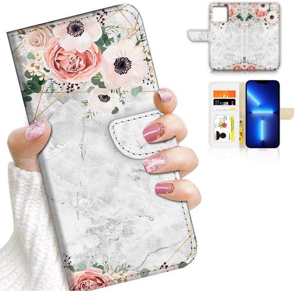 AJOURTEK Funda con tapa para iPhone 13 Pro Max, diseño artístico, estilo cartera, protección de cuerpo completo con flor de fantasía AD003 (#24880