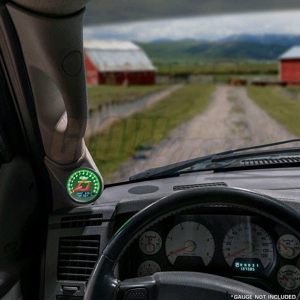 GlowShift Cápsula de calibre de un solo pilar de color gris pardo compatible con Dodge Ram Cummins 2500 3500 2003-2009  Color de fábrica  Plástico