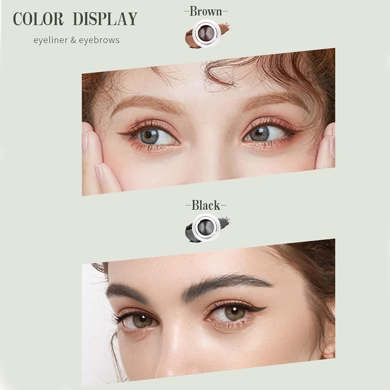 LJXWRF Delineador de ojos impermeable de doble color, paquete de 2 botellas, 2 en 1, delineador de ojos impermeable de doble color, delineador de