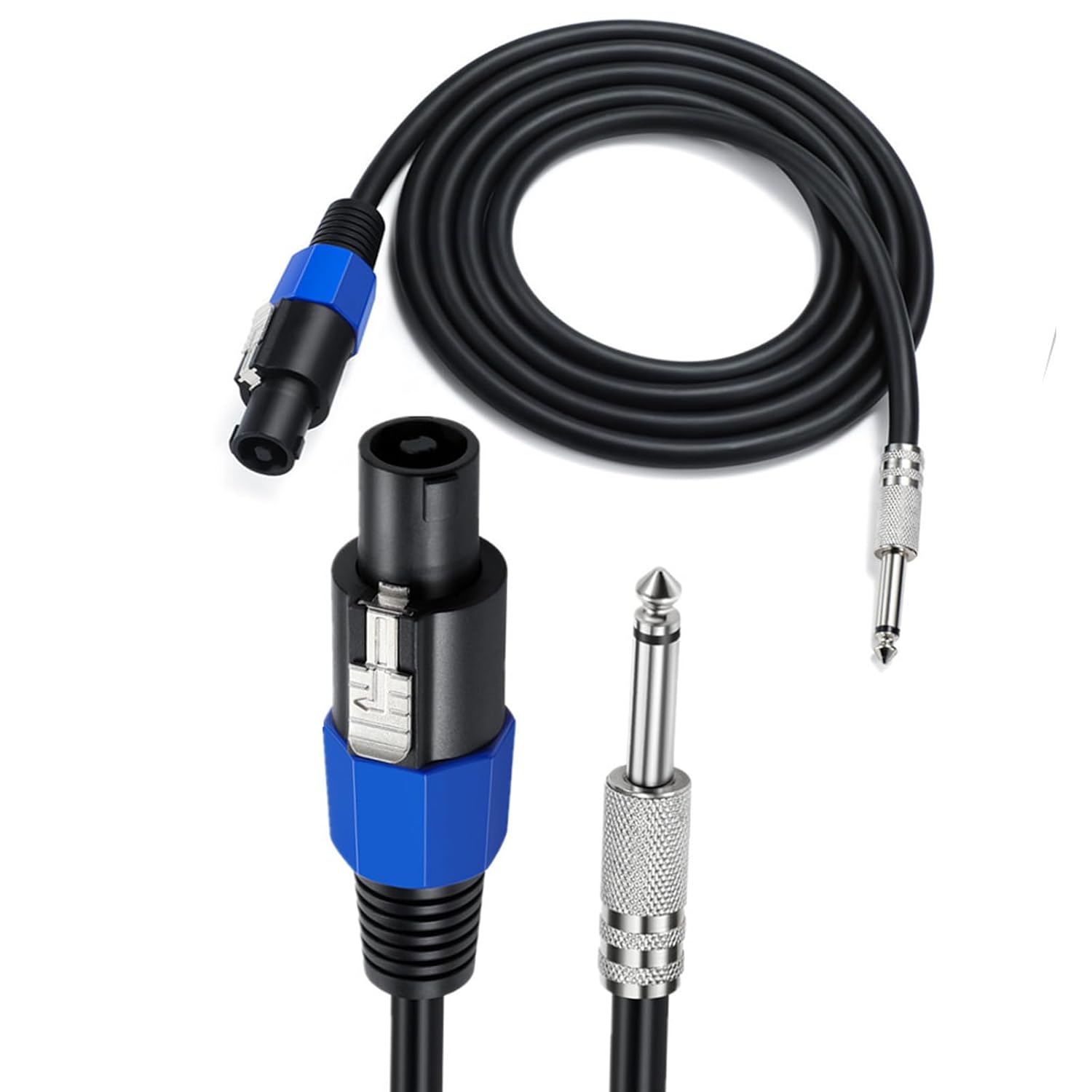 MOTONG Cable de altavoz Speakon de 12 AWG a 0.250 in 14 de pulgada de 6 pies, altavoz profesional de cobre resistente a 6.35 TS altavoz macho a