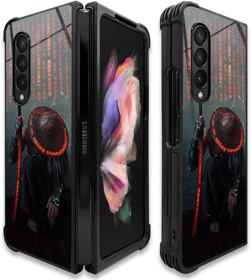 Funda compatible con Galaxy Z fold 3 5G, Samurai Galaxy Z fold 3 5G, patrón para niños y hombres, funda antiarañazos a prueba de golpes para Z fold