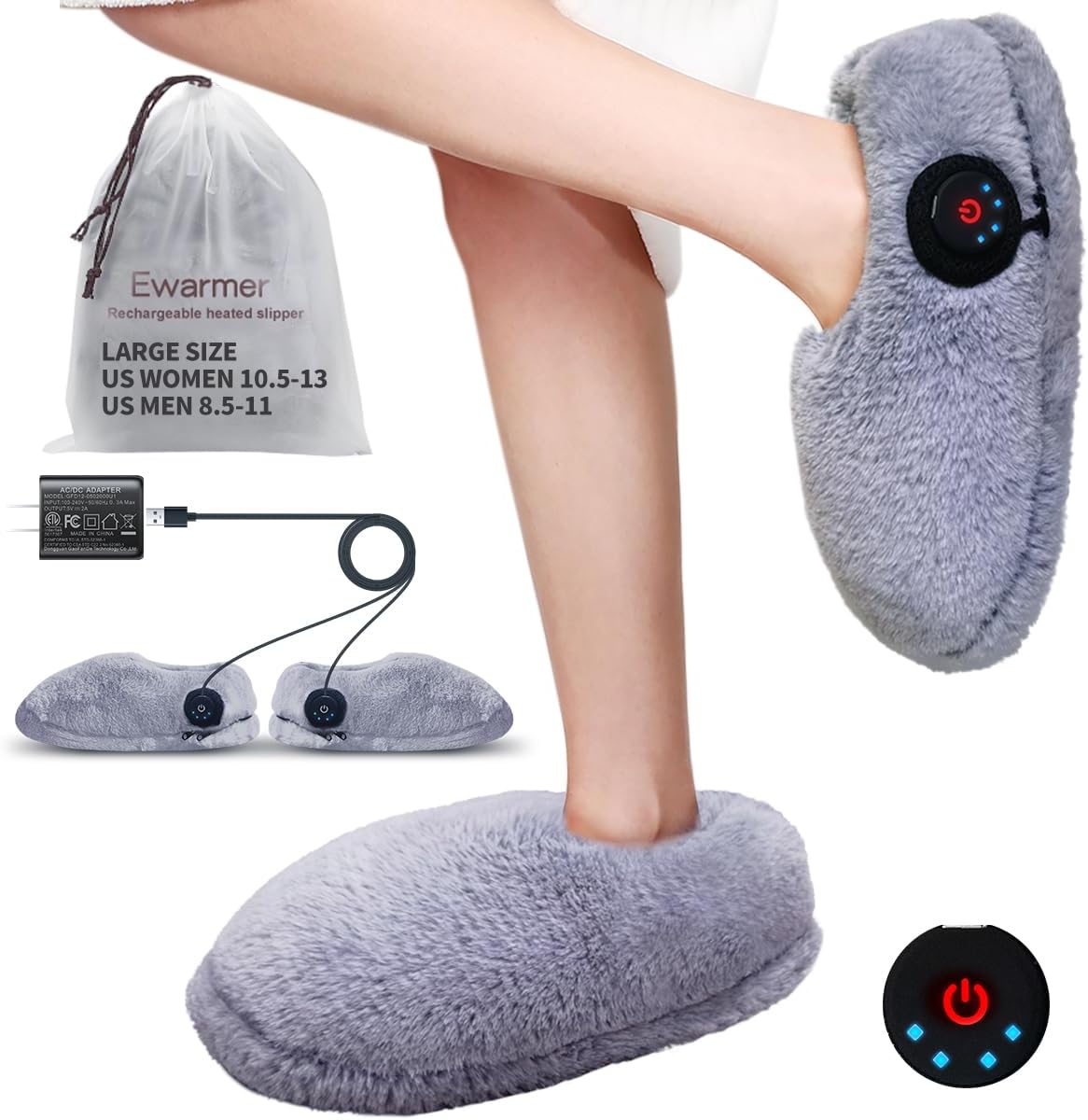 Pantuflas térmicas para pies fríos, almohadilla térmica eléctrica portátil para mujer, recargable, 3.5-7 horas de calefacción, alimentadas por