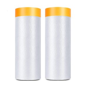 Cinta y cortina, película adhesiva precintada, 2 rollos de papel para pintores automotrices, rollo de película protectora adhesiva para cubrir Cinta y cortina, película adhesiva precintada, 2 rollos de papel para pintores automotrices, rollo de película protectora adhesiva para cubrir