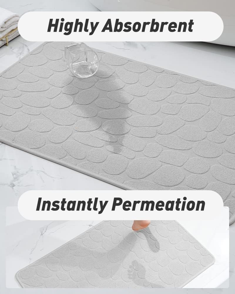 COCOER Tapete de baño antideslizante, súper absorbente, lavable, para baño con parte trasera de goma, tapetes de baño finos para debajo de la