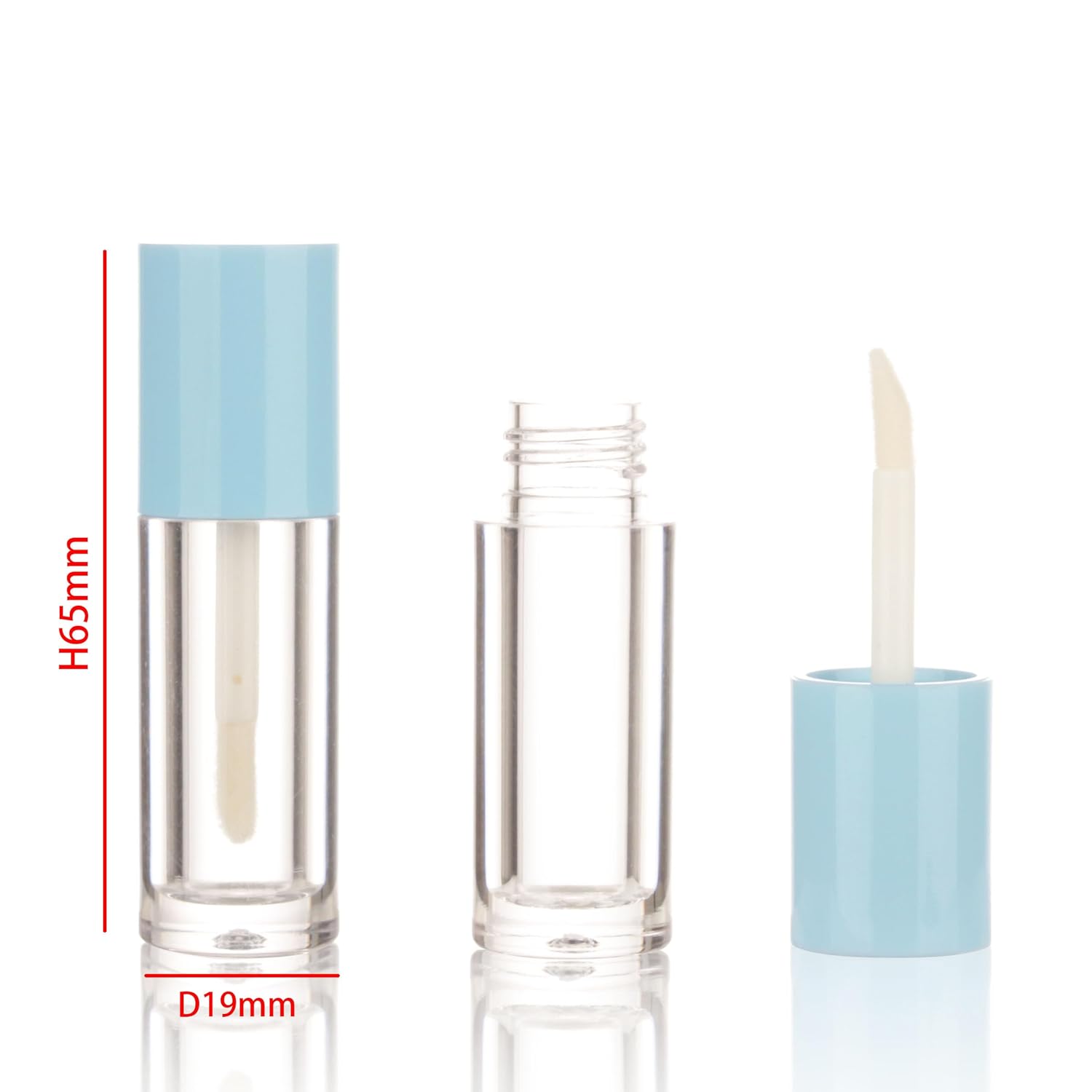 10 tubos de brillo de labios azules vacíos de 0.1 fl oz 0.08 onzas con aplicador de varita para botellas de tinte de aceite de labios, 10 unidades