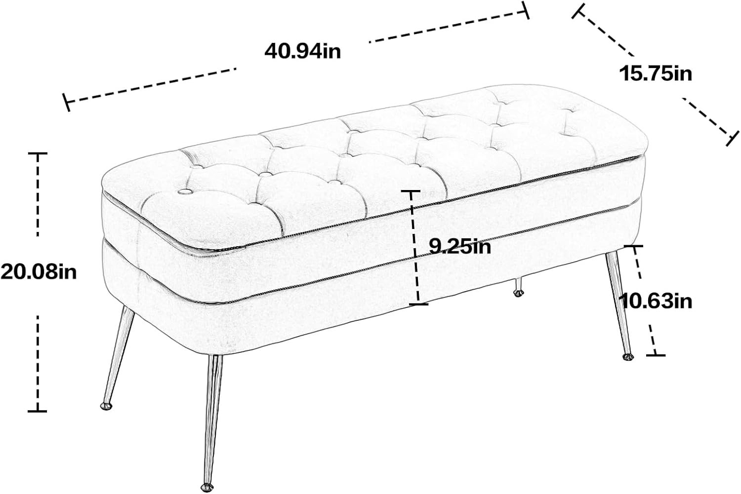 Lofaris Banco de almacenamiento, banco de extremo de dormitorio, taburete suave que puede abrir almacenamiento, conveniente y duradero, otomana