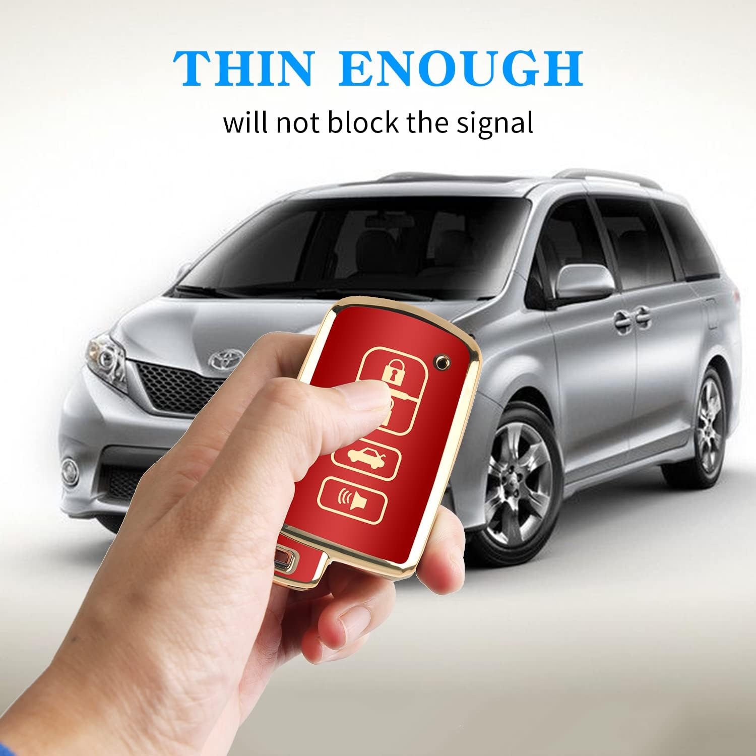 Funda para llavero Toyota con llavero, 4 botones, carcasa para llave de automóvil para Tacoma Highlander, Corolla, Sequoia, Camry, Tundra, Avalon,