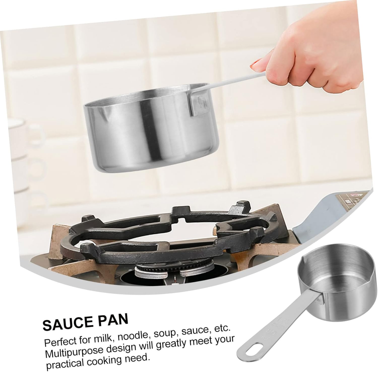 1 cacerola de inducción wok líquido tazas medidoras sartén antiadherente con tapa olla de pasta de acero inoxidable mini olla olla sopa sartén hogar