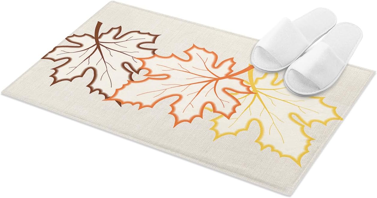 Alfombra de baño antideslizante con hojas de arce otoñal, suave, peluda, larga, peluda, para Acción de Gracias, otoño, minimalista, geométrica,