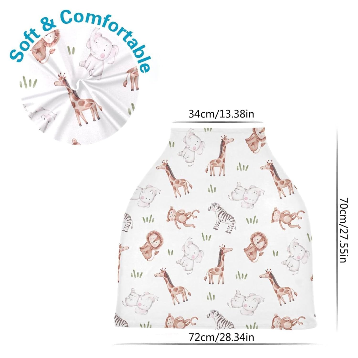 Fundas de asiento de automóvil para bebés, con bonitos animales de dibujos animados, toldo elástico para asiento de automóvil, transpirable, funda