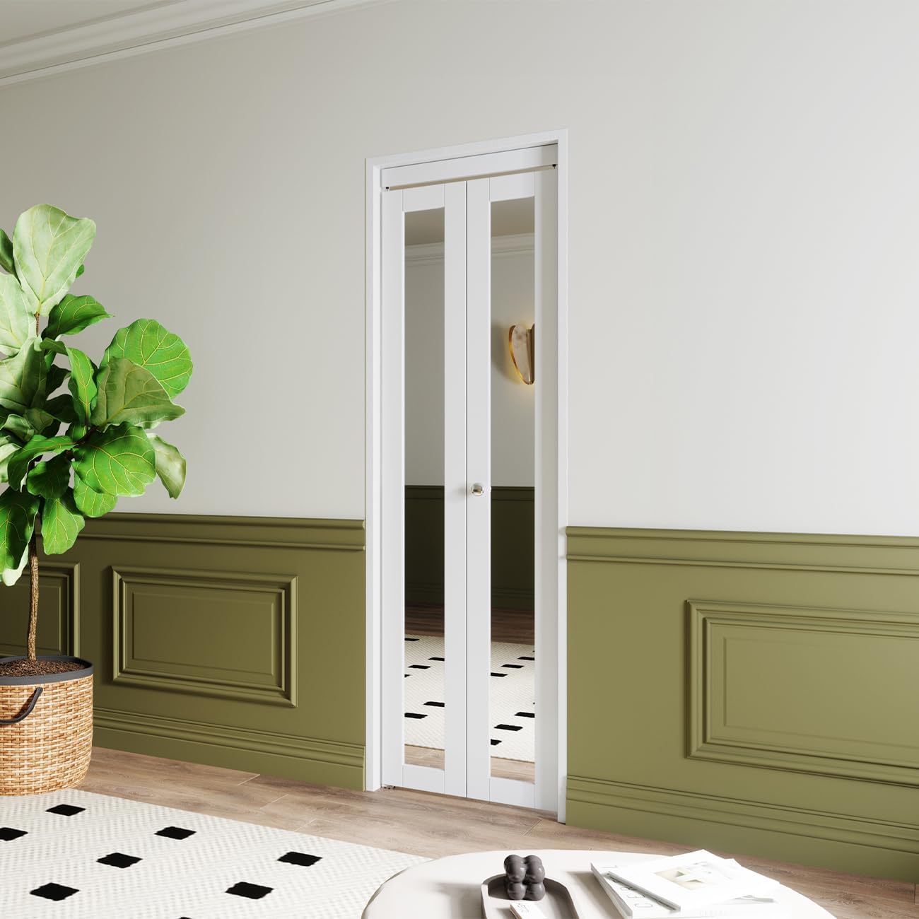 BARNER HOME Puertas doblables, puertas de armario de un espejo para 24 pulgadas x 80 pulgadas. Apertura, puertas plegables para armario con kits de
