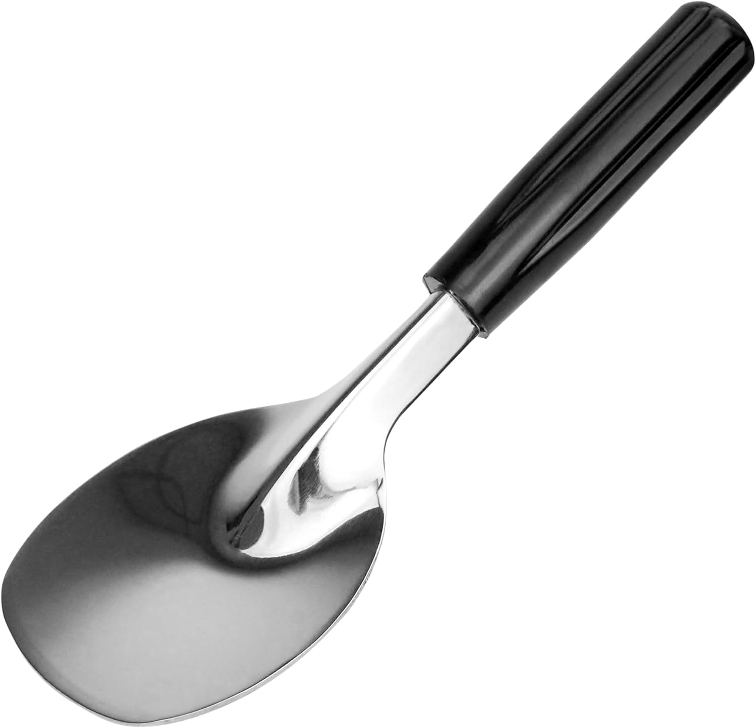 Cuchara de pala para helado con mango negro sin doblar, acero inoxidable resistente, perfecta para recoger y servir golosinas congeladas