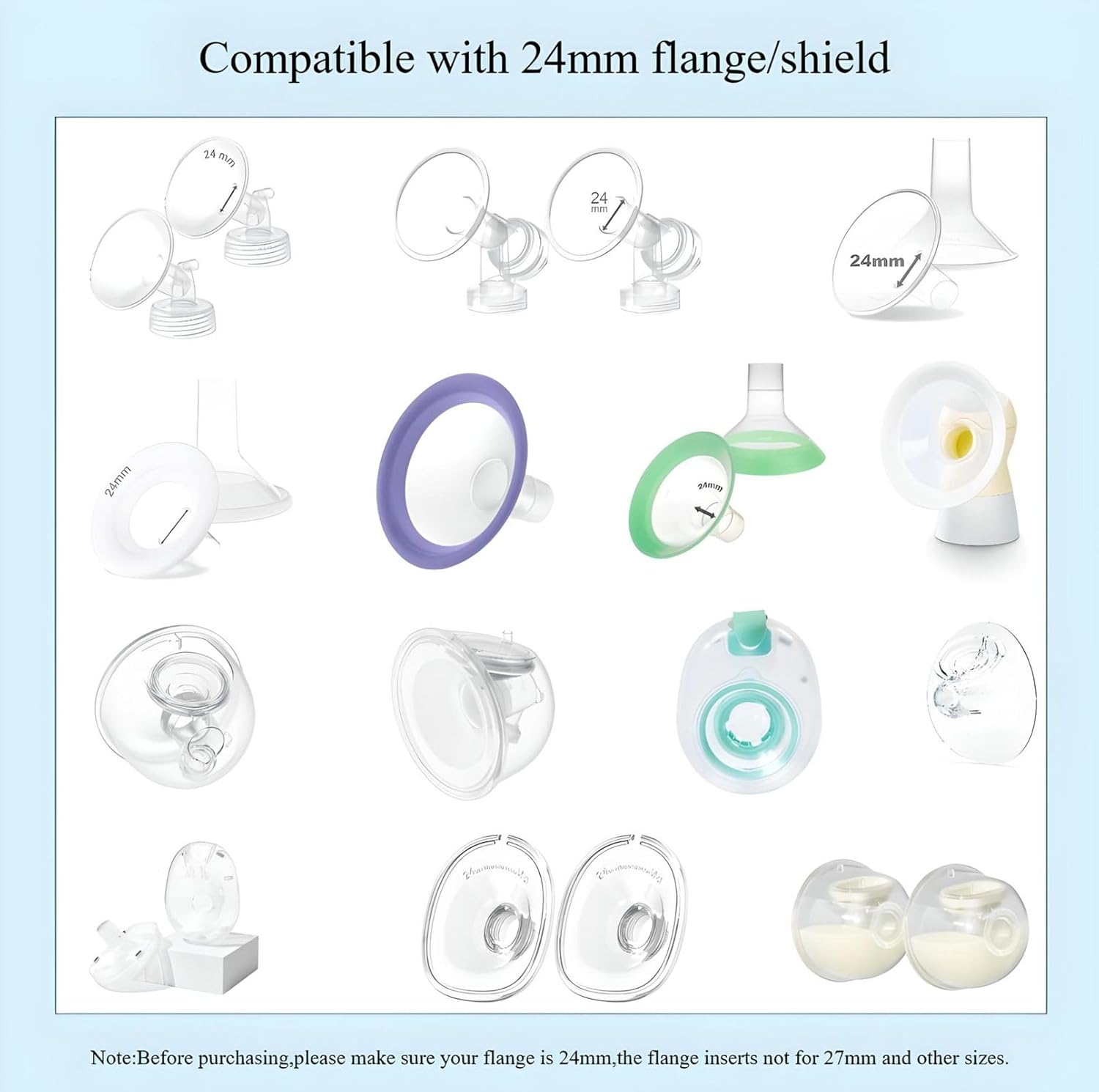 Insertos de brida de 0.59 pulgadas, 2 unidades, compatibles con Momcozy S12 ProS9 ProS12S9, adecuado para MedelaSpectraElvieWillowTSRETE 0.945 in