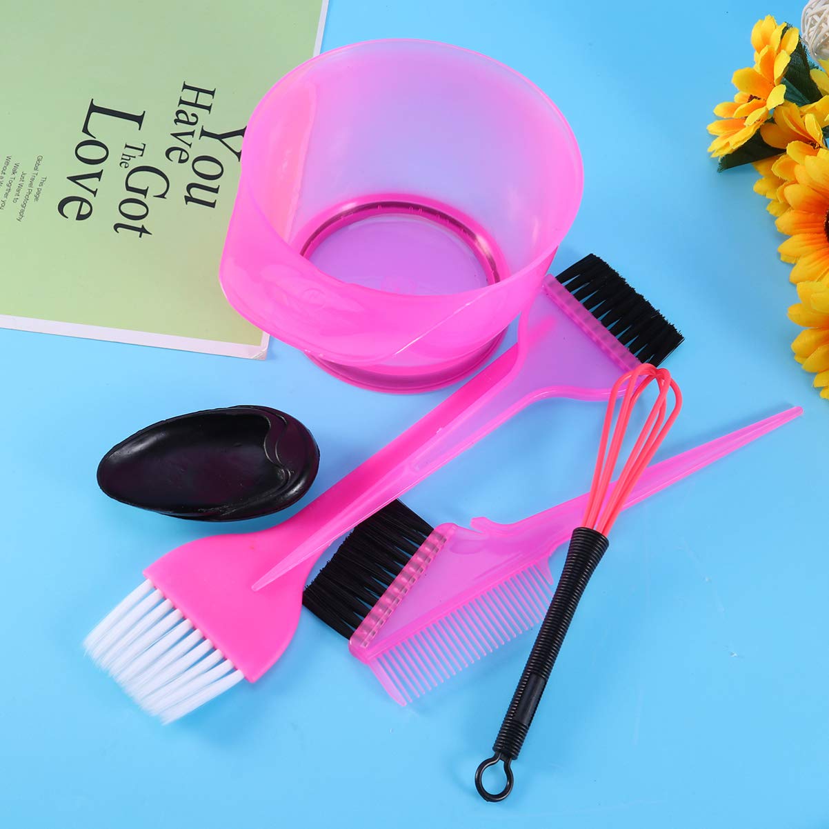 Beaupretty Kit de coloración de tinte para el cabello de 6 piezas con cuenco de color de cabello, cepillo de teñido de cabello, kit de herramientas