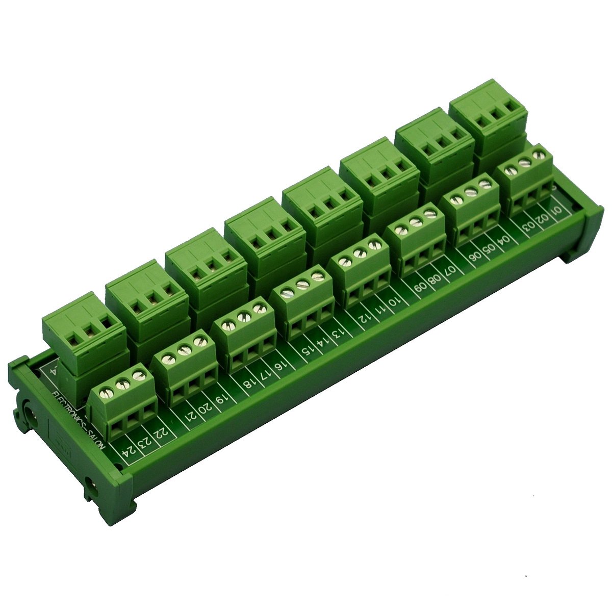 Electronics-Salon Módulo de distribución de bloque de terminales de tornillo de 8×3 posiciones 10A300V enchufable para montaje en carril DIN