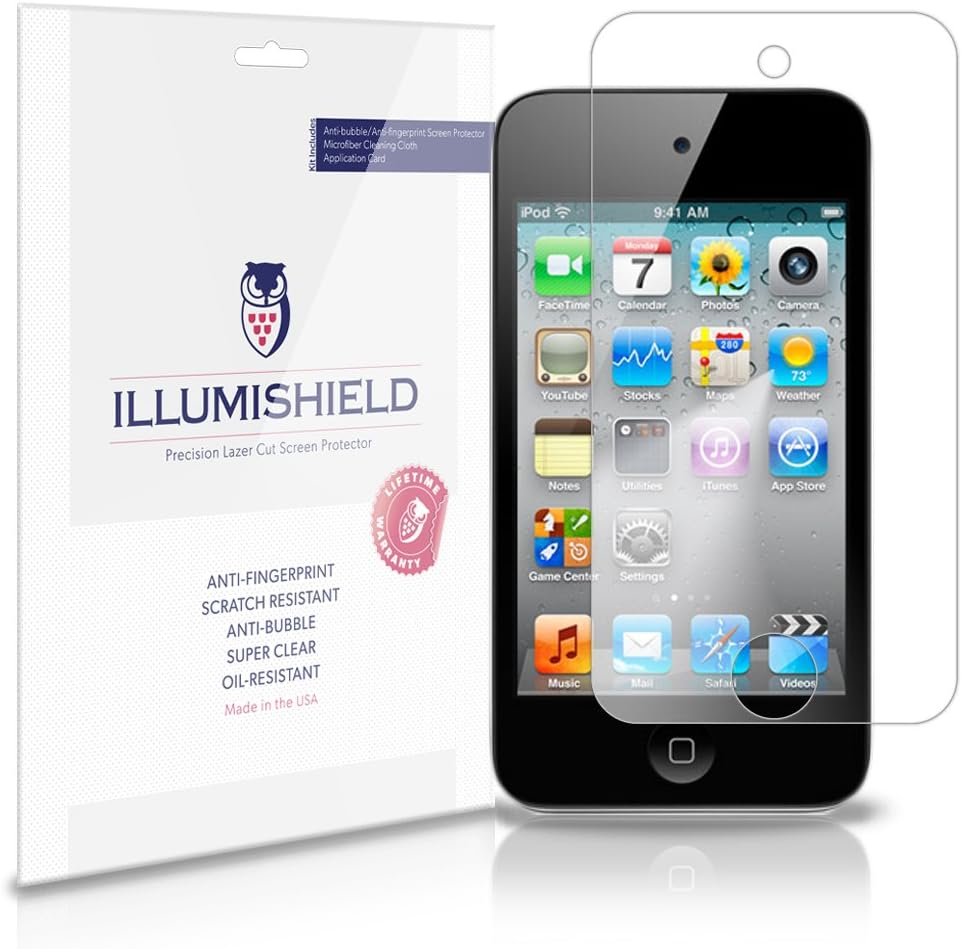 Protector de pantalla compatible con Apple iPod Touch 4 (4. generación) (paquete de 3) película PET transparente HD Shield antiburbujas y