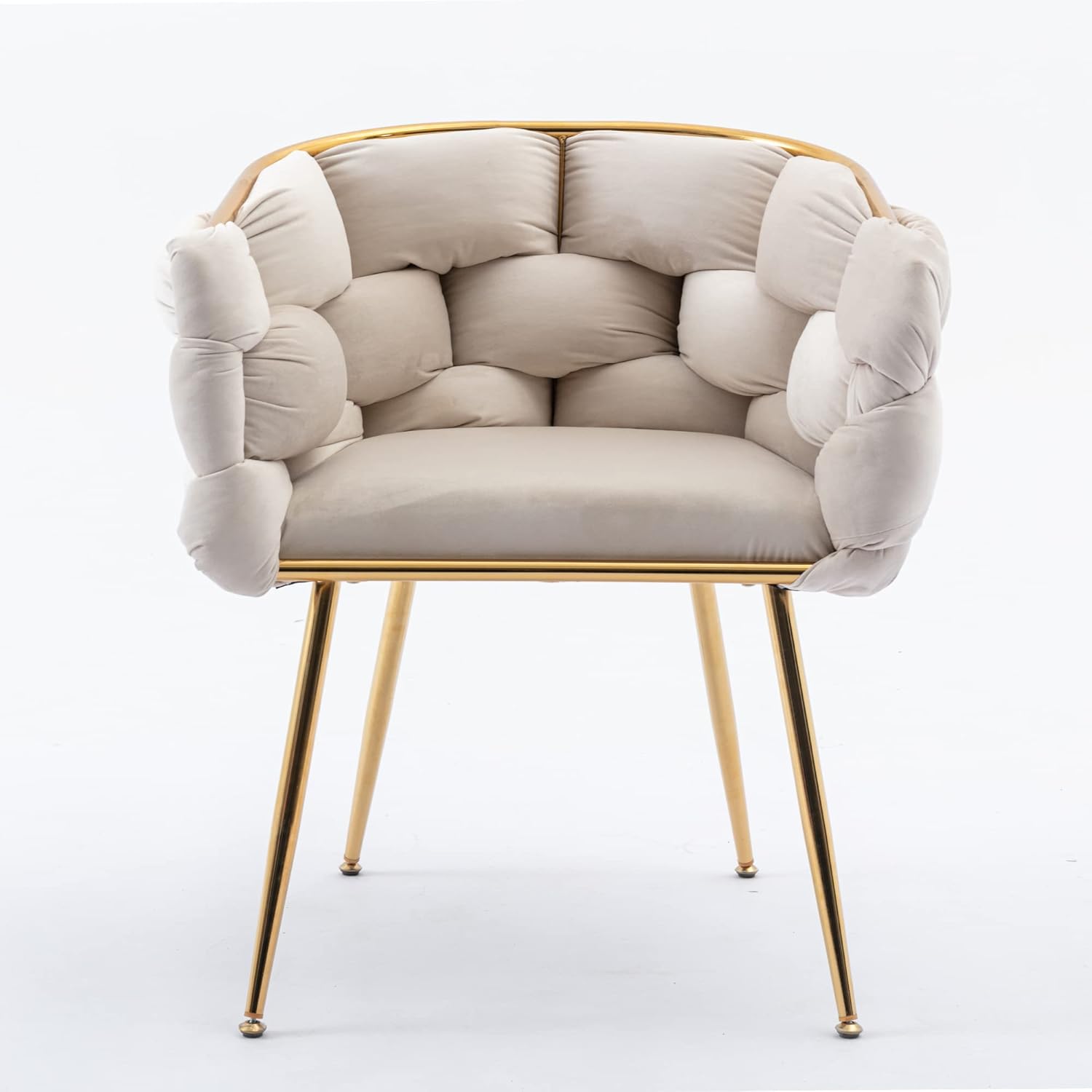 Silla decorativa de lujo hecha a mano con patas doradas, moderno sillón de terciopelo para sala de estar y dormitorio, taburete de tocador, silla de