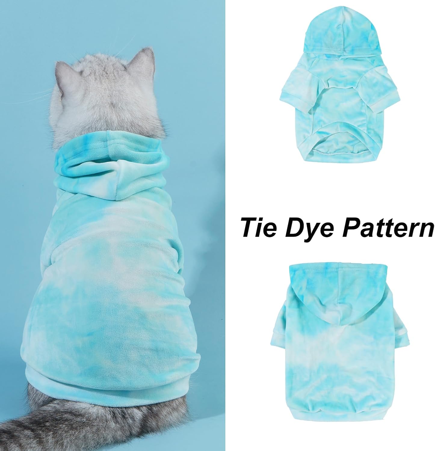 Mklhgty Sudadera con capucha para perro, teñido anudado, para cachorros, abrigo para clima frío, ropa para mascotas para perros y gatos