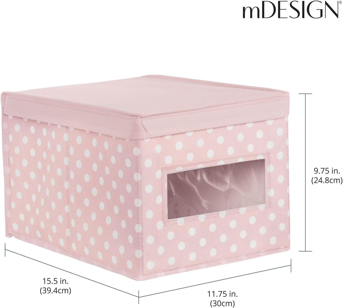 mDesign Organizador grande de tela apilable y suave con ventana frontal y tapa para dormitorio de niñosniños, sala de juegos, aula, color rosa