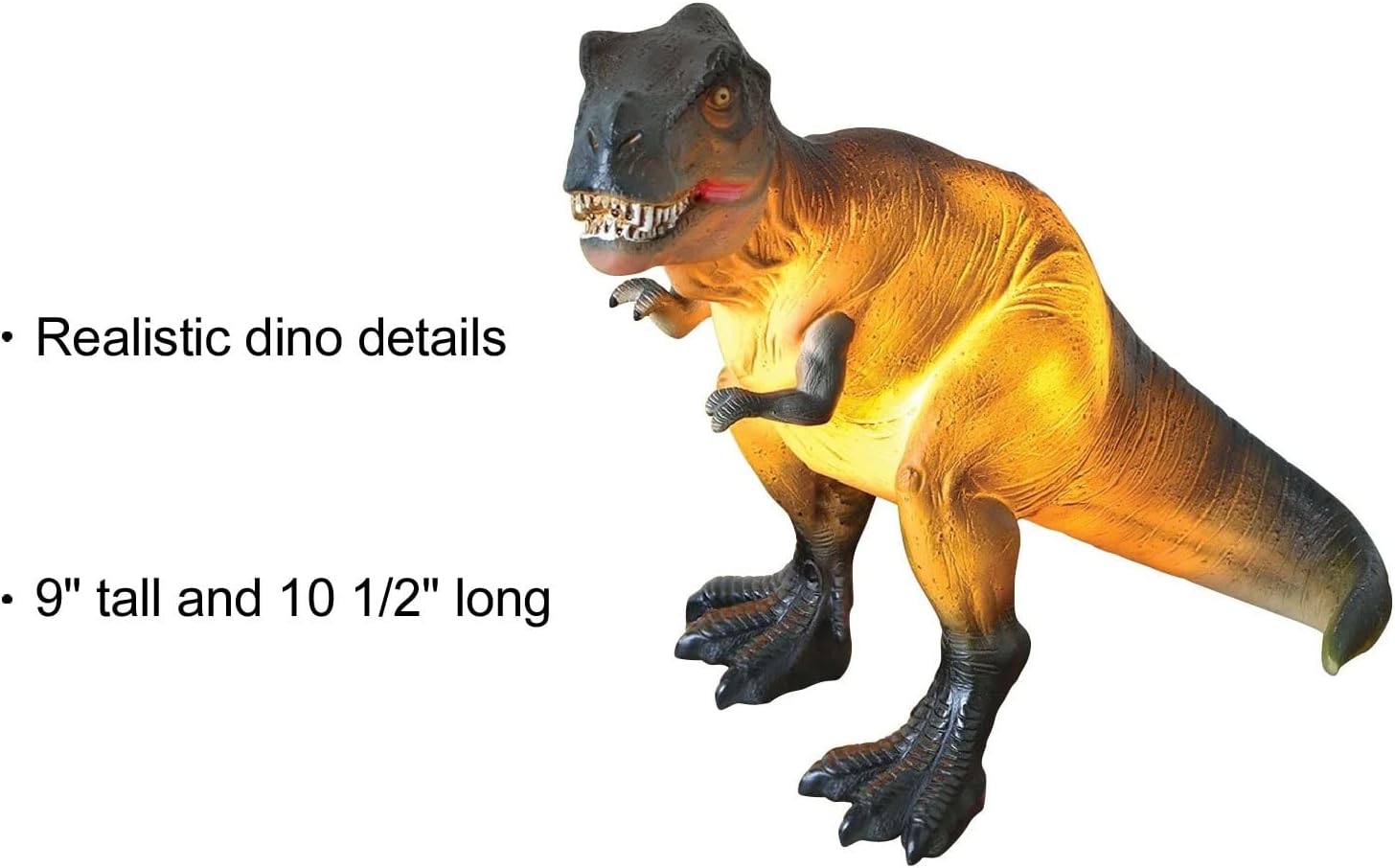 WHAT ON EARTH Lámpara de dinosaurio para niños, lámpara de acento realista T-Rex con luz de dinosaurio