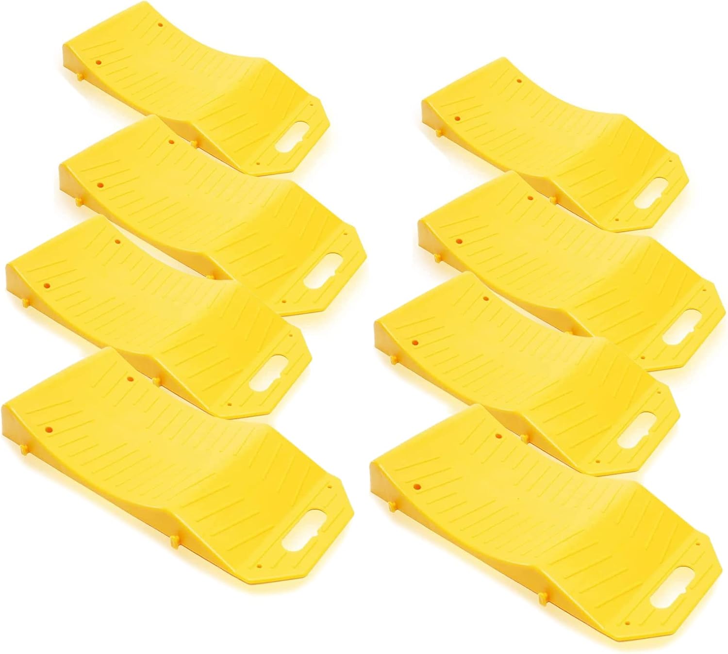 Zone Tech – Rampas ahorradoras de neumáticos de alta calidad, portátiles, altamente visibles, color amarillo, rampas de viaje para almacenamiento de