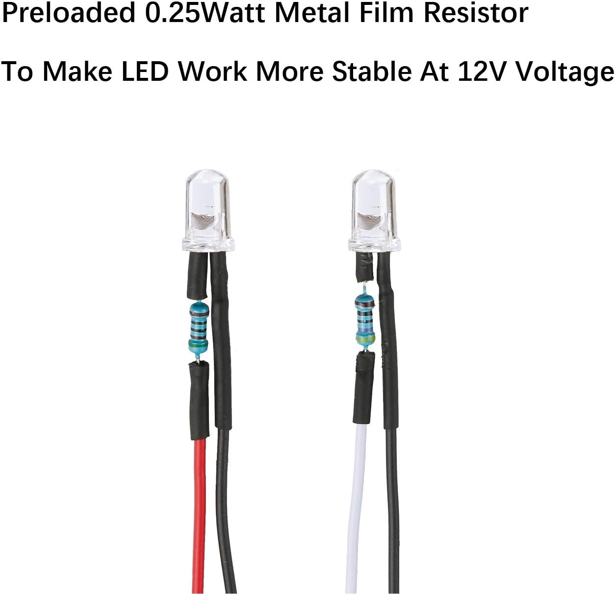 Diodos emisores de luz LED de 12 voltios, precableados, 18 pulgadas, 1364 pulgadas, lente transparente, blanco cálido, rojo, amarillo, verde, azul,