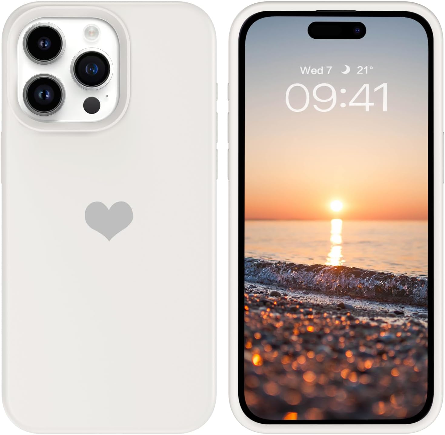 BENTOBEN Funda compatible con iPhone 15 Pro, ajuste delgado, bonito diseño de corazón, silicona suave, goma de gel, a prueba de golpes, forro de