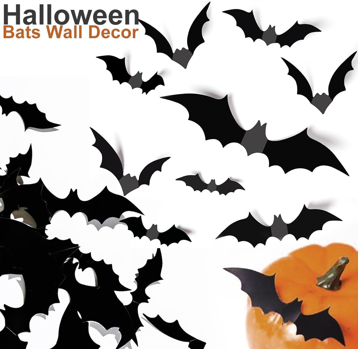 Decoración de pared de murciélagos de Halloween, decoración de murciélagos 3D, calcomanías de PVC para exteriores, interiores, hogar, patio, pared,